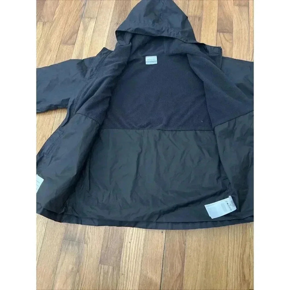 Columbia Hooded Zip Up Fleece Lined Jacket, Kids Black Size L - Picture 4 of 7